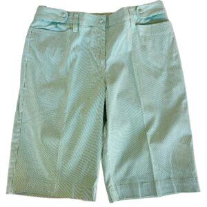 Lilys of Beverly Hills Bermuda Shorts Green White Striped Stretch Womens 10 New